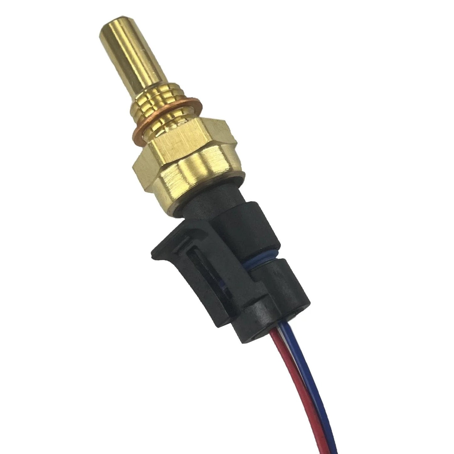 Engine Coolant Temperature Sensor With Pigtail Connector For LaCrosse Impala Silverado Suburban Trailblazer Yukon Savana Saturn Vue And More By WEITARI close-up view showing metallic sensor tip and connector.