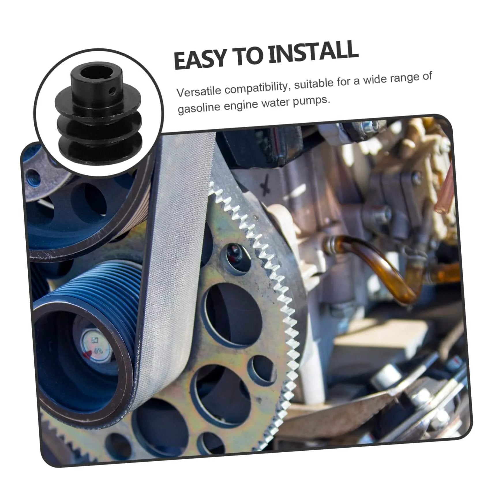 Double Groove Pulley Replacement for V-belt Gas Engine Water Pump Pulley Easy Installation shown installed on engine