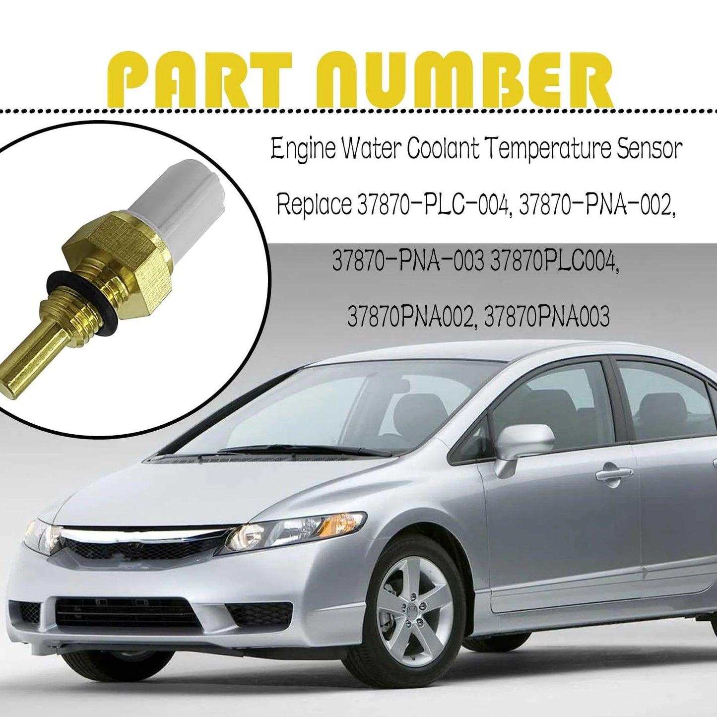 Direct Fit Coolant Temperature Sensor For Honda And Acura Cars High Quality Replacement For 2001 to 2011 Civic close-up view of connector