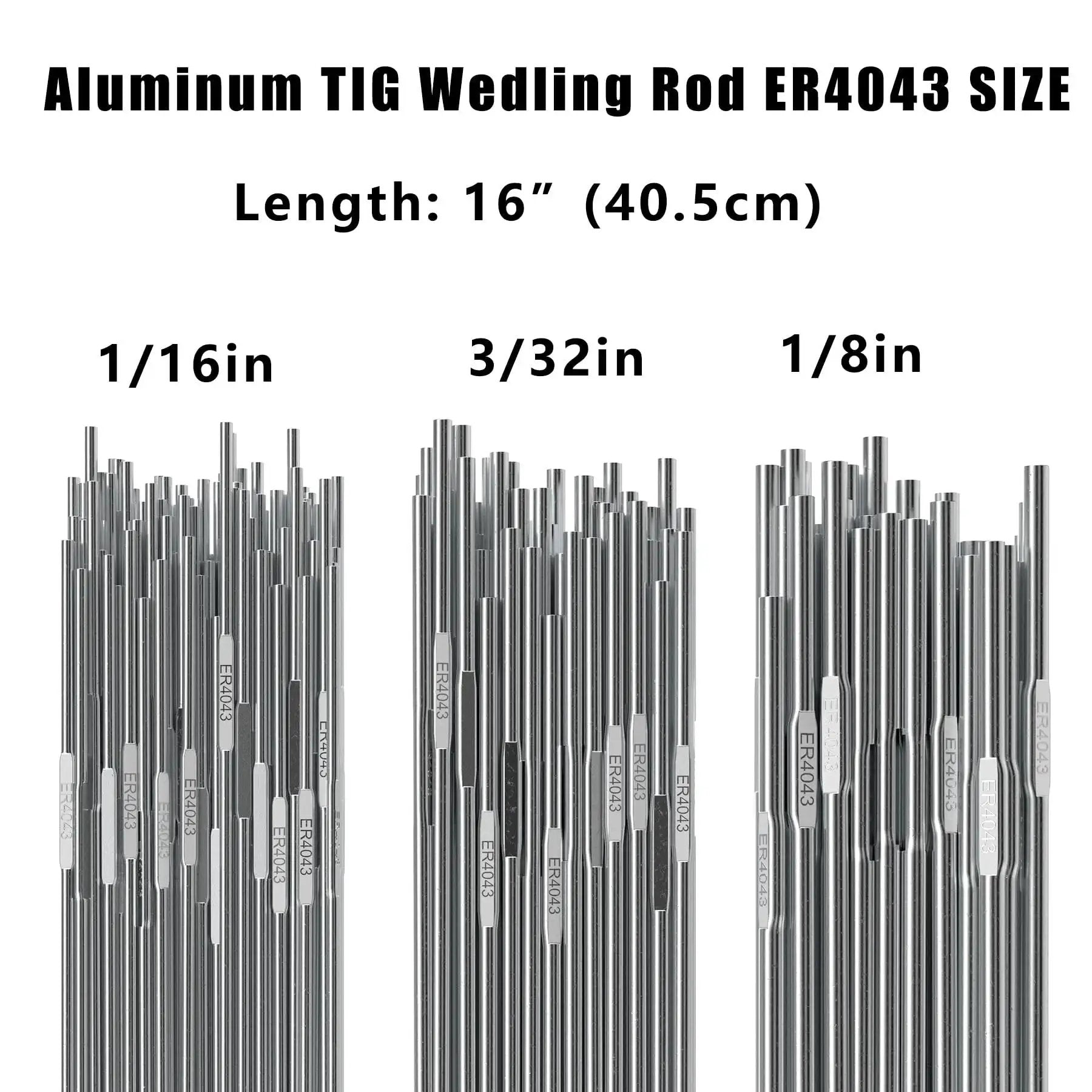 ER4043 Aluminum TIG Welding Rod Three Thirty Second Inch By Sixteen Inch 1.8 Pound Low Splatter Filler Wire sizes comparison