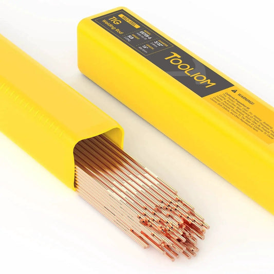 ER70S-6 Mild Steel TIG Filler Rod Copper Coated 3 32nd Inch Diameter 16 Inch Length 5 Pound Welding Wire in yellow box