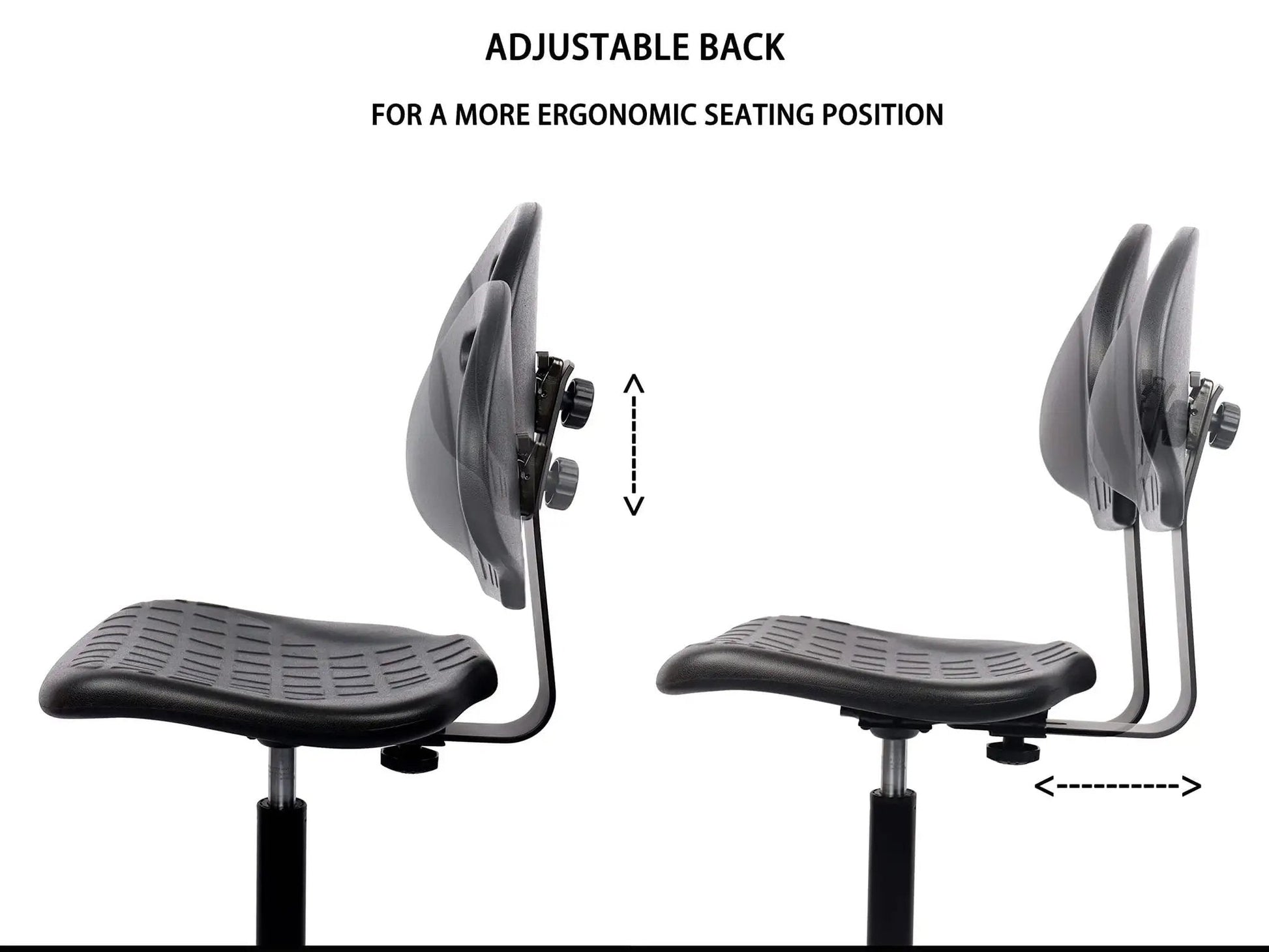 Table Height Chair Stool Deluxe Ergonomic Polyurethane Chair With 5 Inch Height Adjustment adjustable back view