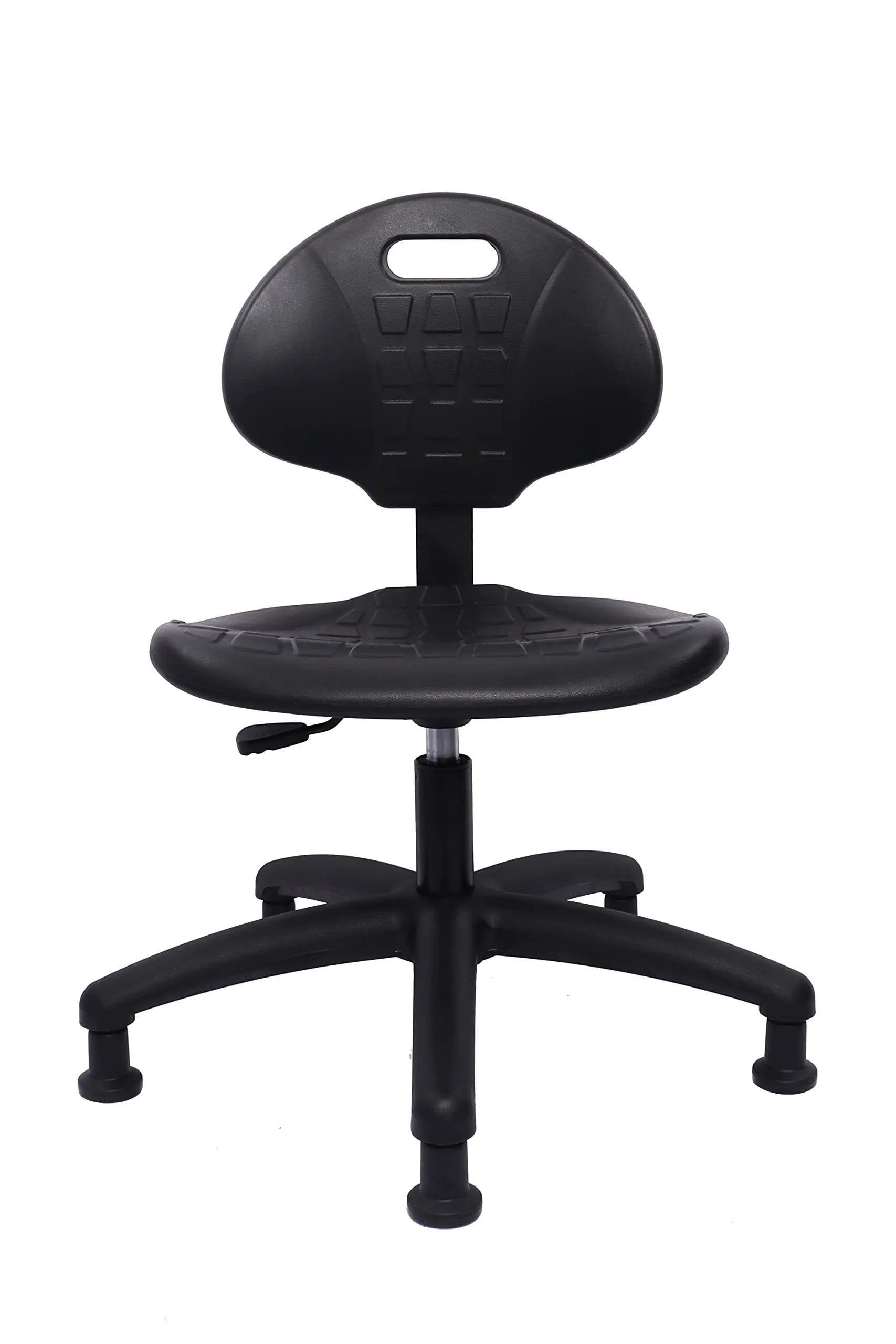 Table Height Chair Stool Deluxe Ergonomic Polyurethane Chair with 5 Inch Height Adjustment, shown in black with stationary glides.
