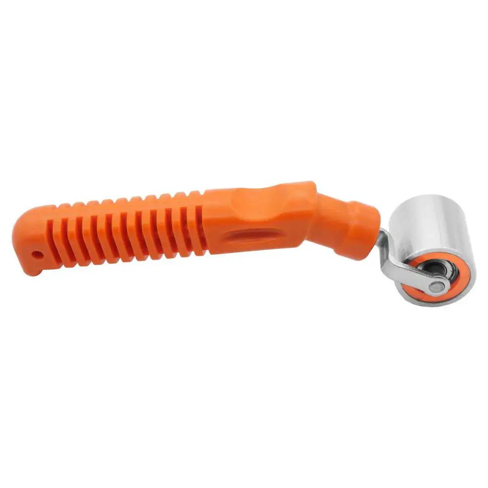 Orange Pro Grade Seam Roller Hand Roller With Anti Slip Ergonomic Steel Roller for Wallpaper and Vinyl, 7.1" Total Length, Side View