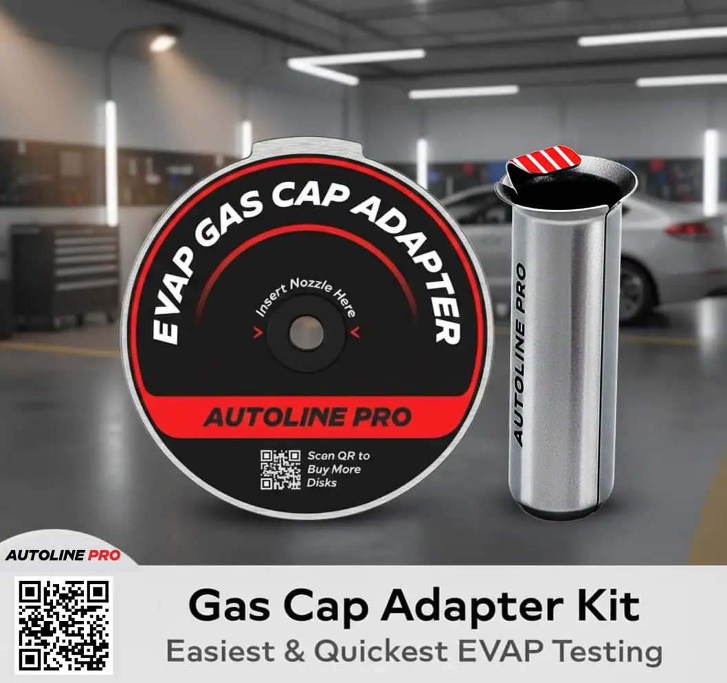 EVAP Gas Cap Adapter kit in garage setting for HyperSmoke Automotive Smoke Machine For EVAP Vacuum Leak Testing With Adjustable Pressure