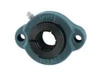 Front view of 1-1/4 in wide 2-bolt single sealed ball bearing UETFT206-20 style 1.25 in bore heavy duty mounted assembly for machines.