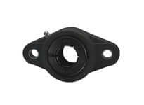20mm Accu-Loc Black Thermoplastic 2-Bolt Flange Housing with Sealed Ball Bearing Insert, Concentric Collar Locking, Relubricatable Polymer Unit for Linear Slide and General Purpose Use Single Unit