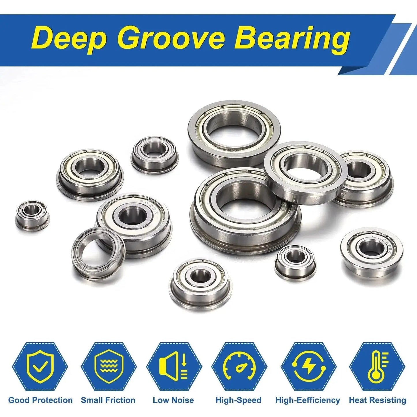 F694ZZ Flanged Ball Bearings 4 By 11 By 4mm Double Shielded Chrome Steel Deep Groove ABEC 5 Set for Hobbyist Projects