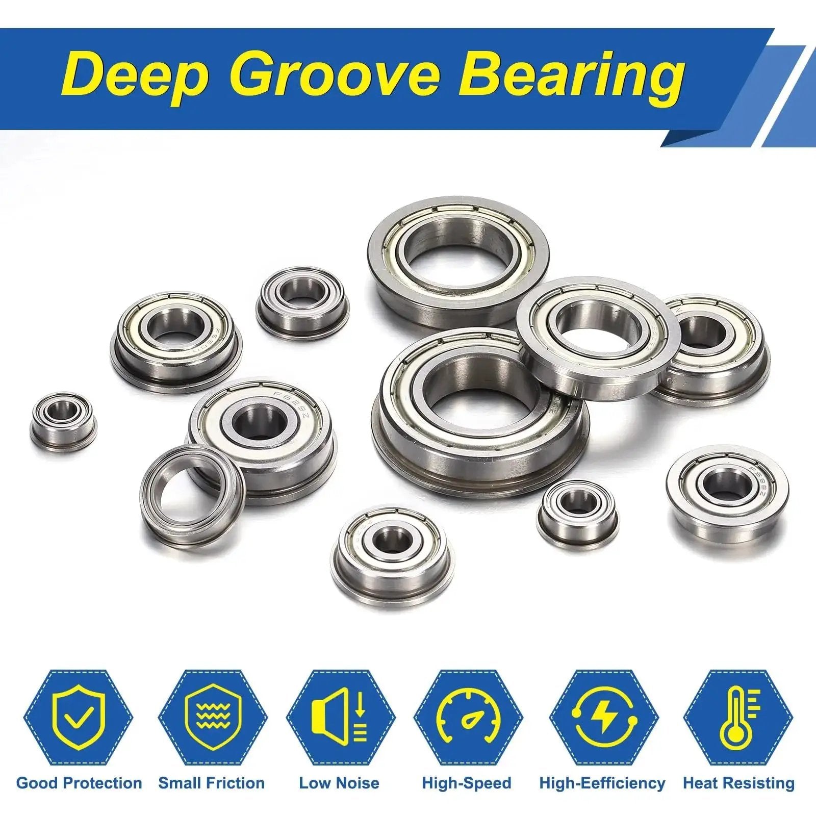 F694ZZ Flanged Ball Bearings 4 By 11 By 4mm Double Shielded Chrome Steel Deep Groove ABEC 5 Set for Hobbyist Projects
