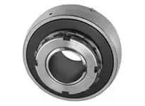 Front view of single medium-duty sealed spherical adapter sleeve insert 2-1/4 in (57.15 mm) ID, cast iron housing, ball bearing insert UKX13+HE2313