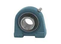 Front view of 5/8 Wide Set Screw Tapped Base Pillow Block Bearing with steel insert for general machinery use.
