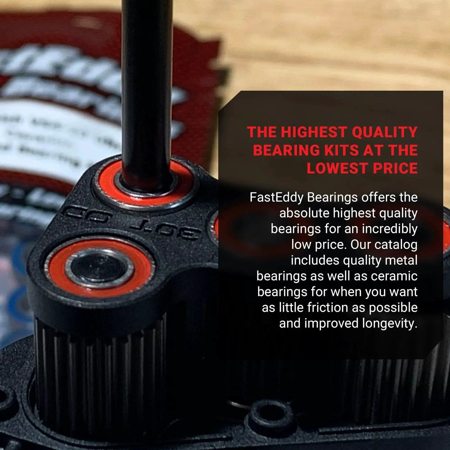 Axial SCX6 Trail Honcho Sealed Bearing Kit Upgrade With FastEddy Bearings close-up detail view.