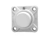 Front view of MBFPL5-16CEW Stainless Narrow Set Screw Pillow Block, Single Unit 4-Bolt Plastic Housing with White Cover.