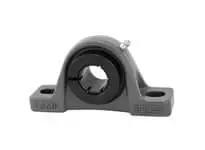 Front view of UEP205-16FS 1 in Accu-Loc free pillow block bearing, single 2-bolt cast iron housing, ball insert, relubricatable.