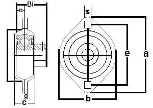 FHSPFLZ203-17mm Bearing Flange Pressed Steel 2 Bolt 17mm