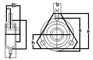FHSPFTZ207-22 Flange 3 Bolt Triangle 1 3/8" Bearing