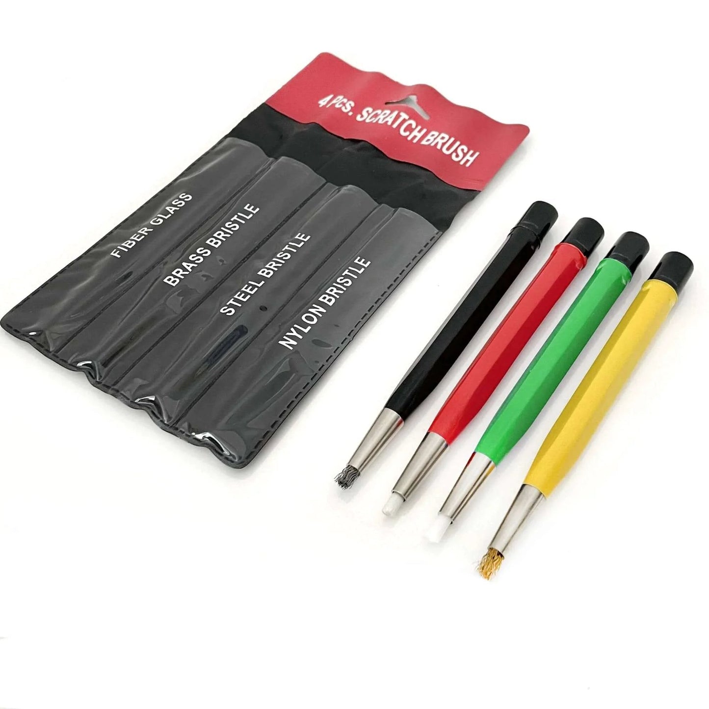 Fiberglass Pen Scratch Brush Set - Jewelry Cleaning Brush with Steel, Brass, Nylon, Fiberglass Tips for Corrosion Remover and Rust