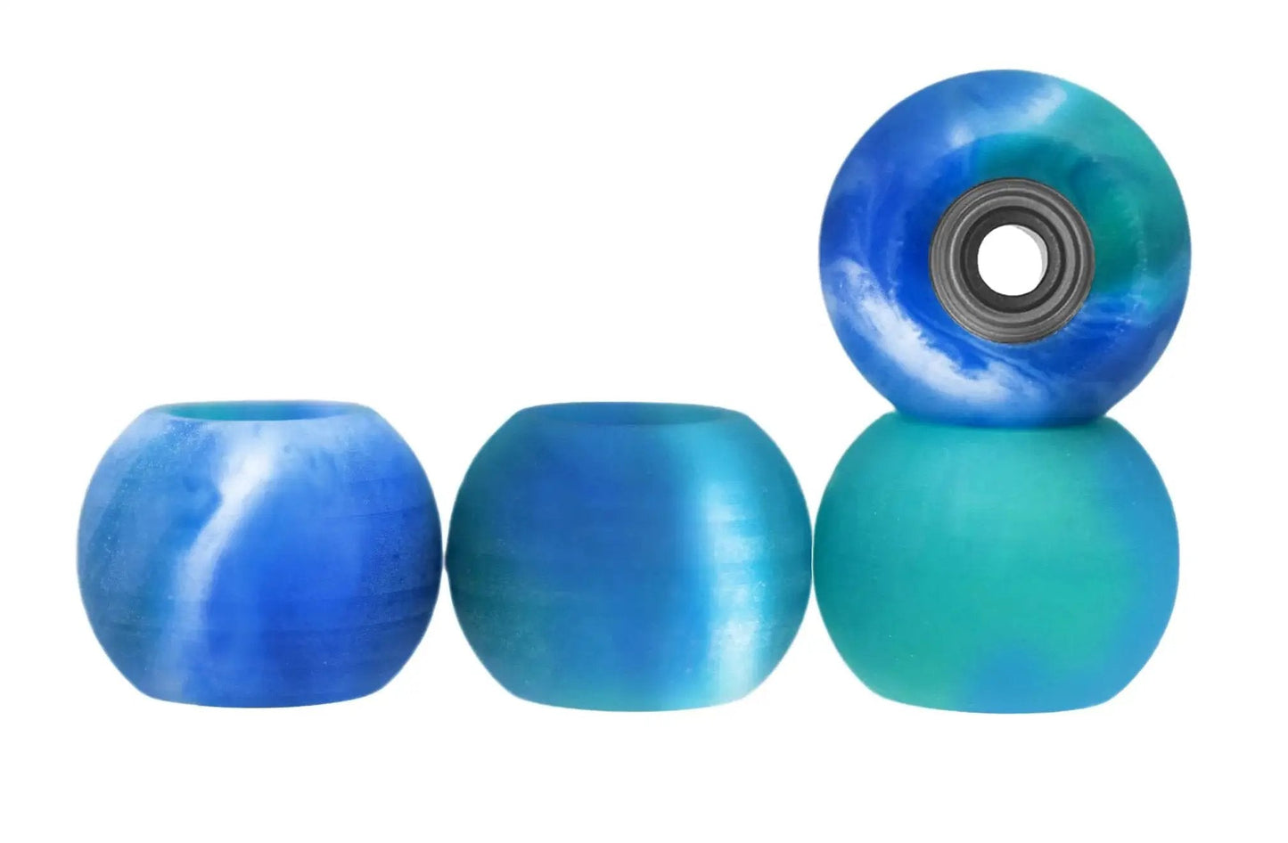 Apex 61D Urethane Fingerboard Wheels, Globe Shape, Terra Colorway with 8.3mm Diameter and ABEC-9 Stealth Bearings, Set of 4, Teak Tuning.