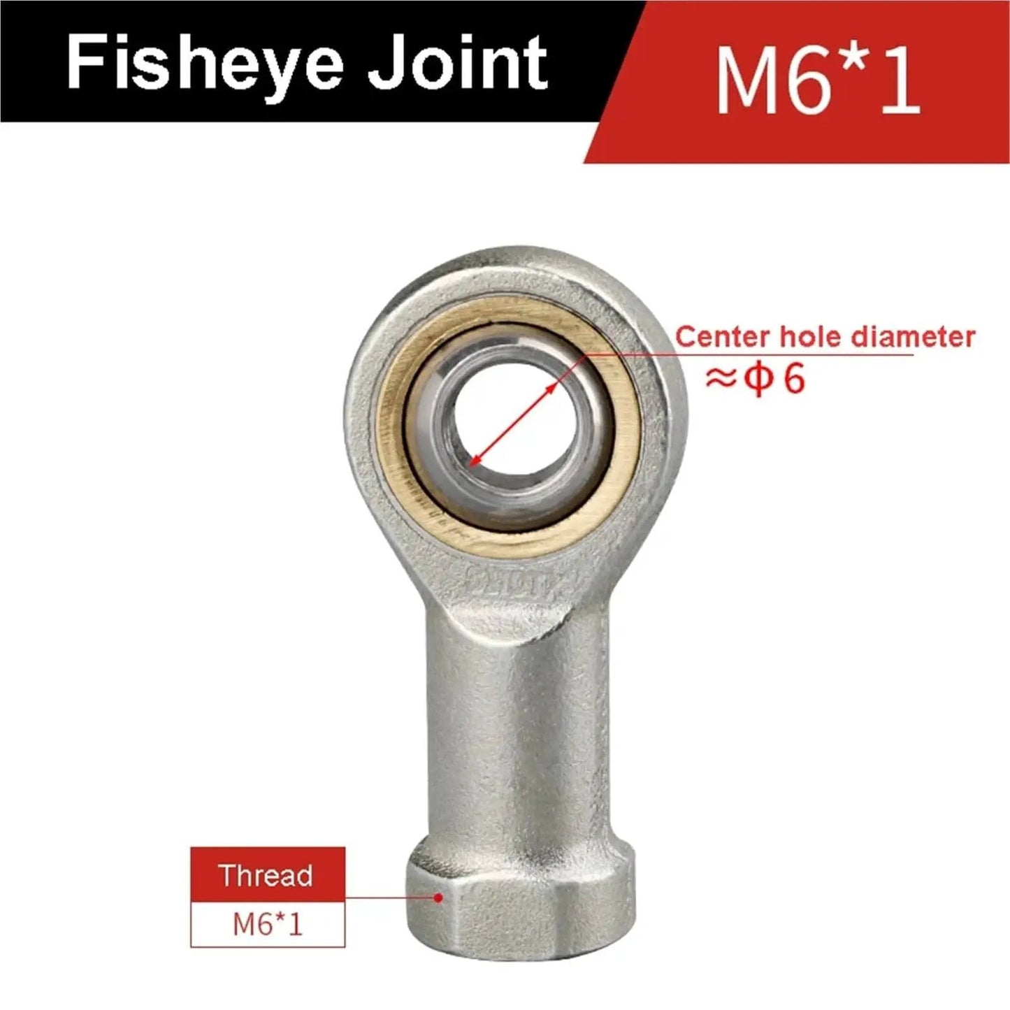 Fisheye Joint Female Piston Rod End Ball Head Floating Joint With Male Thread For Pneumatic Cylinder Mounting Knuckle Bearing M6x1 VXAXPOHZA