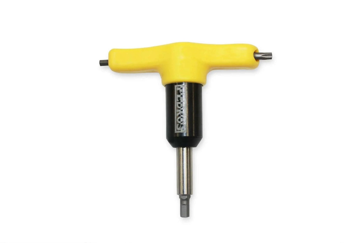 Fixed Torque Drive 4NM Yellow with black handle, magnetic hex drive, and two side attachments, front view.