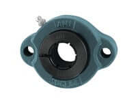 35mm Accu-Loc wide inner ring 2-bolt flange bearing TFT207, cast iron housing, concentric collar lock, M8 bolt size, 1/8-27 NPT grease fitting, contact seal, single unit
