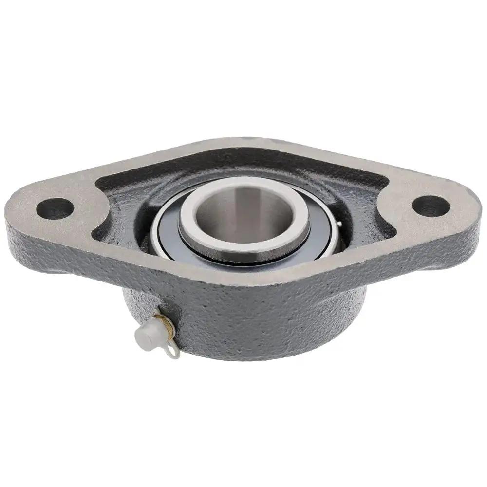 2-Pack Flange Mount Ball Bearing Unit With Insert UC206-19 In Cast Iron Housing FL206 Bore 1.1875 Inch Set Screw Locking Flinger Seal