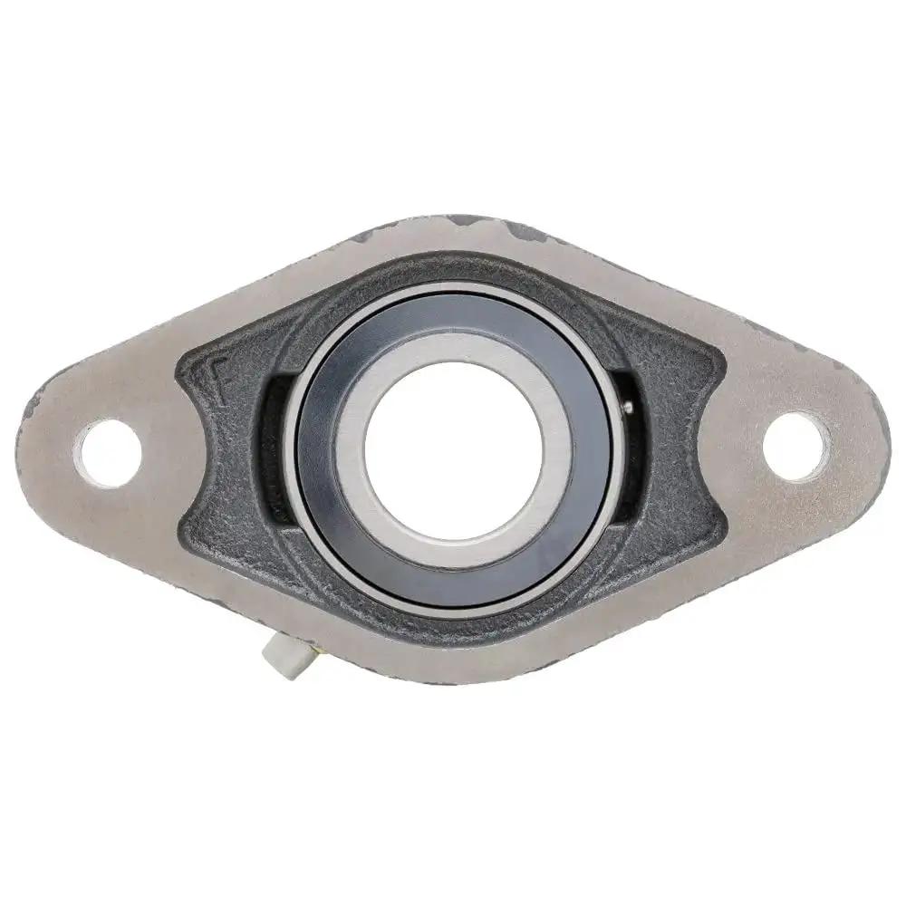 2-Pack Flange Mount Ball Bearing Unit With Insert UC206-19 In Cast Iron Housing FL206 Bore 1.1875 Inch Set Screw Locking Flinger Seal
