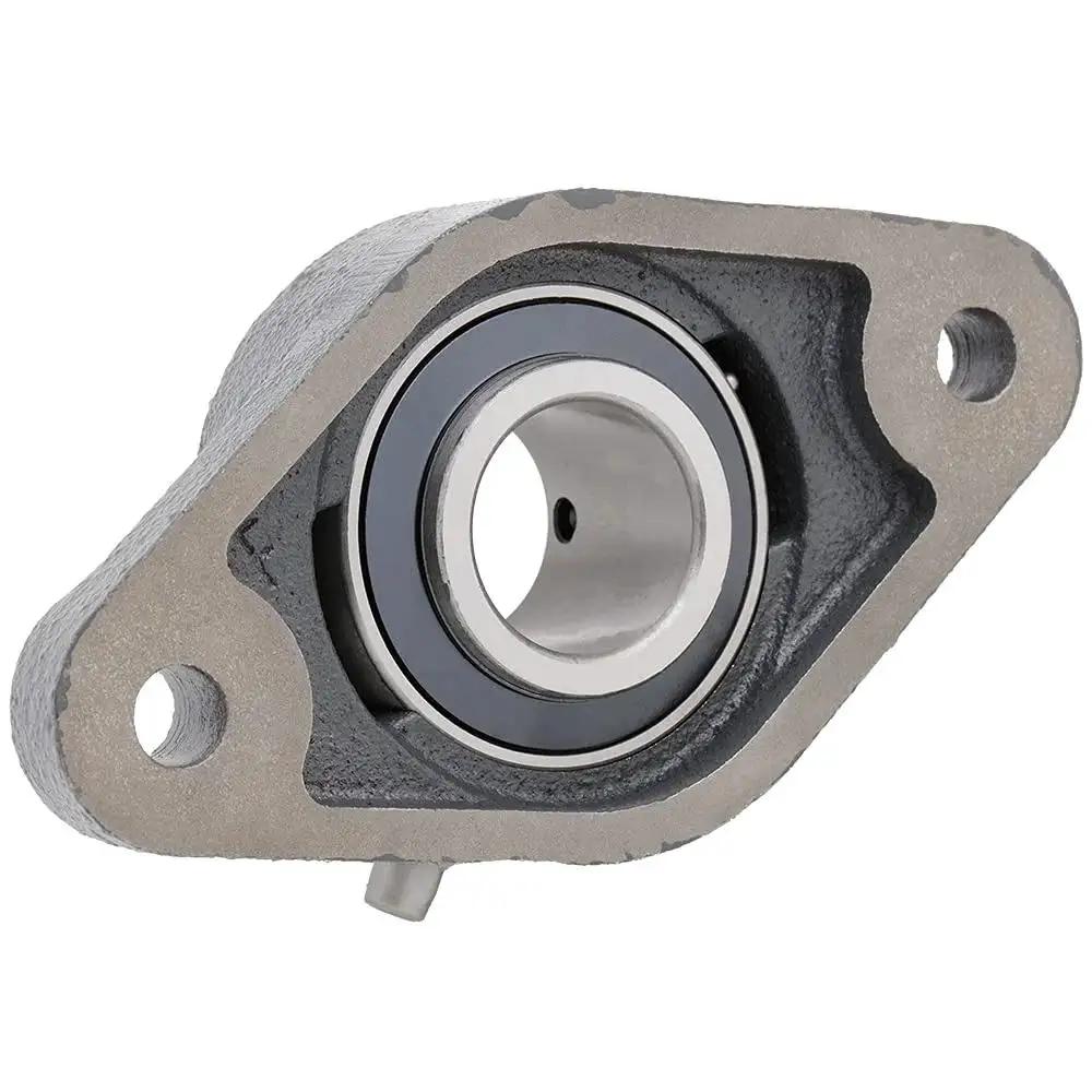 2-Pack Flange Mount Ball Bearing Unit With Insert UC206-19 In Cast Iron Housing FL206 Bore 1.1875 Inch Set Screw Locking Flinger Seal