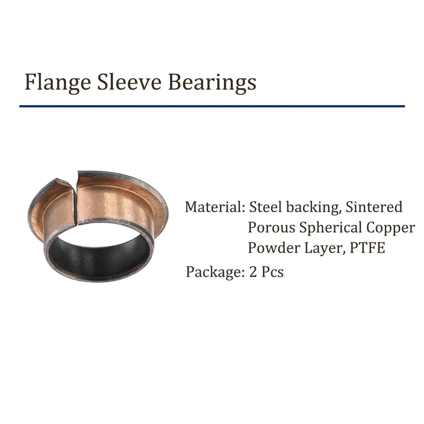 Two Pieces Flange Sleeve Bearings 20mm Bore 23mm Outside Diameter 12mm Total Length 29mm Flange Diameter Self Lubricating Bronze Bushings