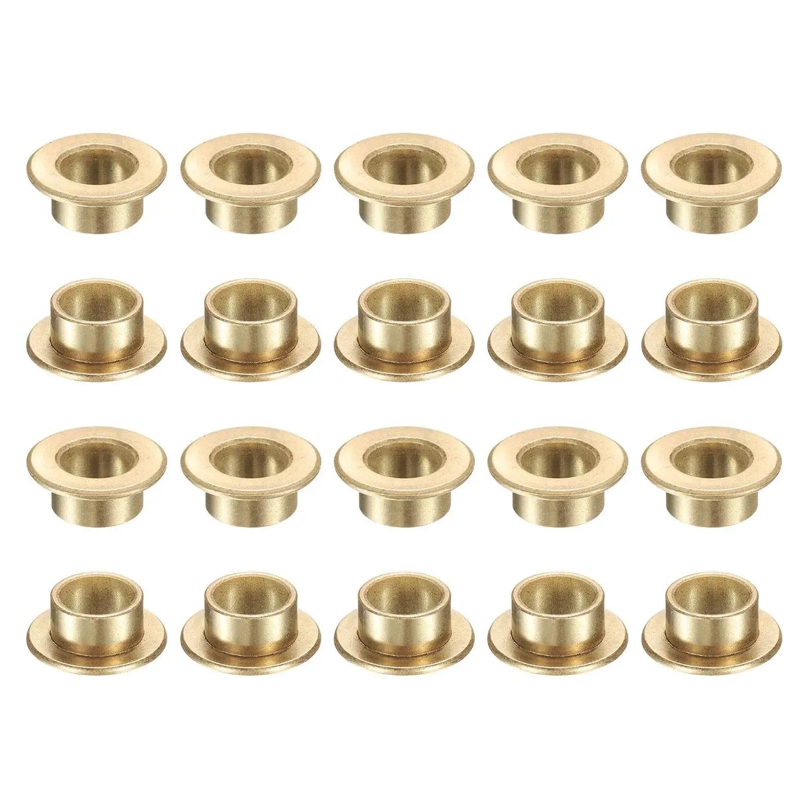 20 Pcs Flange Sleeve Bearings Set With 8mm Bore 10mm OD 6mm Length 15mm Flange Diameter And 1.2mm Flange Thickness Self Lubricating Sintered Bronze Bushing