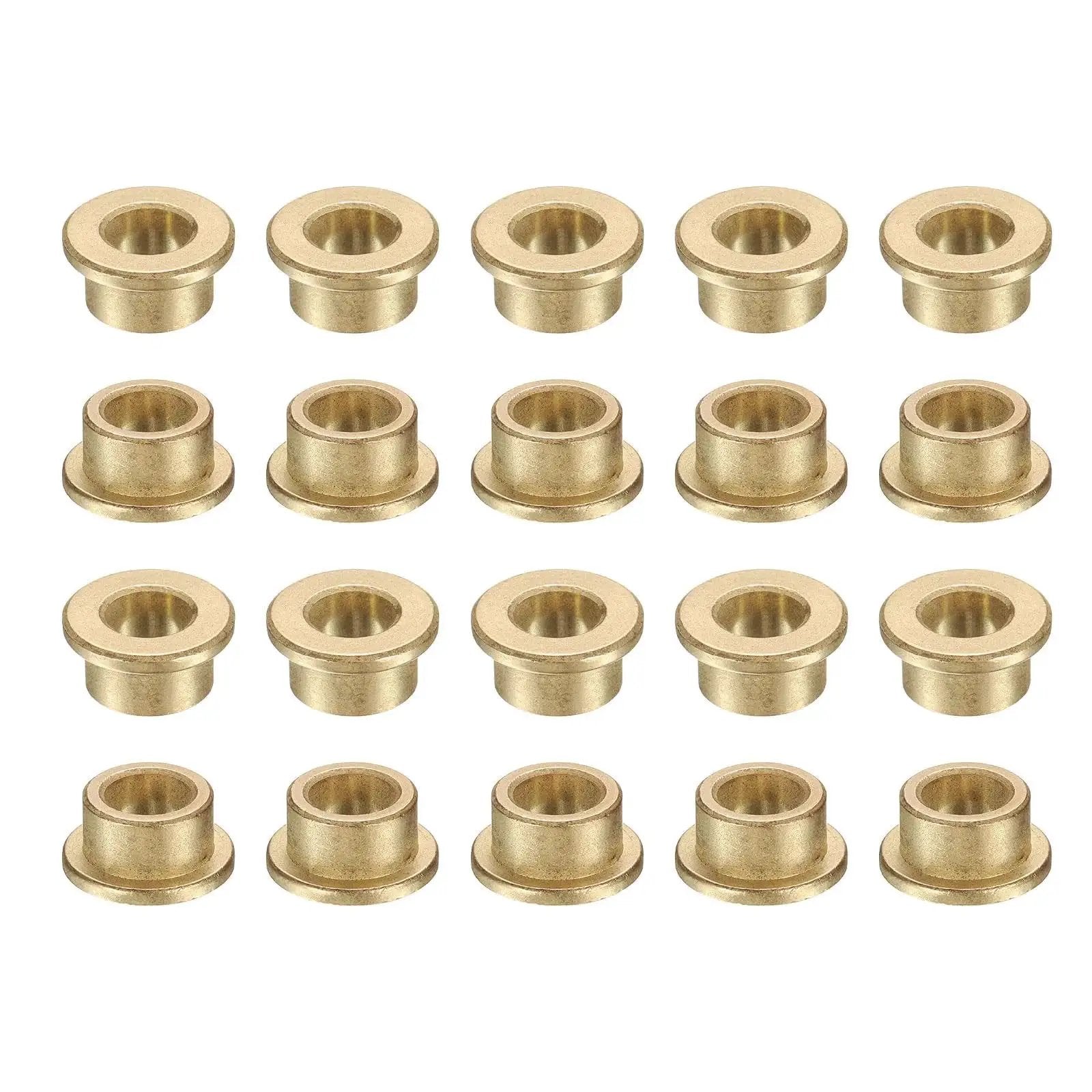 Flange Sleeve Bearings Set 20 Pcs 8mm Bore 12mm OD 8mm Length Self Lubricating Sintered Bronze Bushings With 16mm Flange Diameter