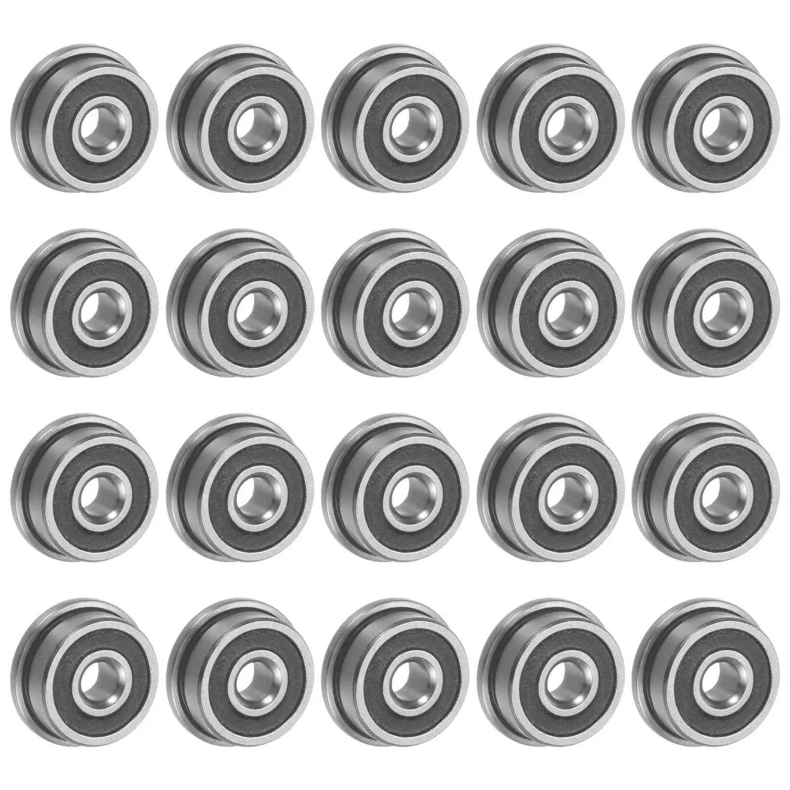 Flanged Ball Bearing 3x10x4mm F623 2RS Double Sealed Chrome Steel, pack of 20 pieces, compact design for machinery and robotics projects.