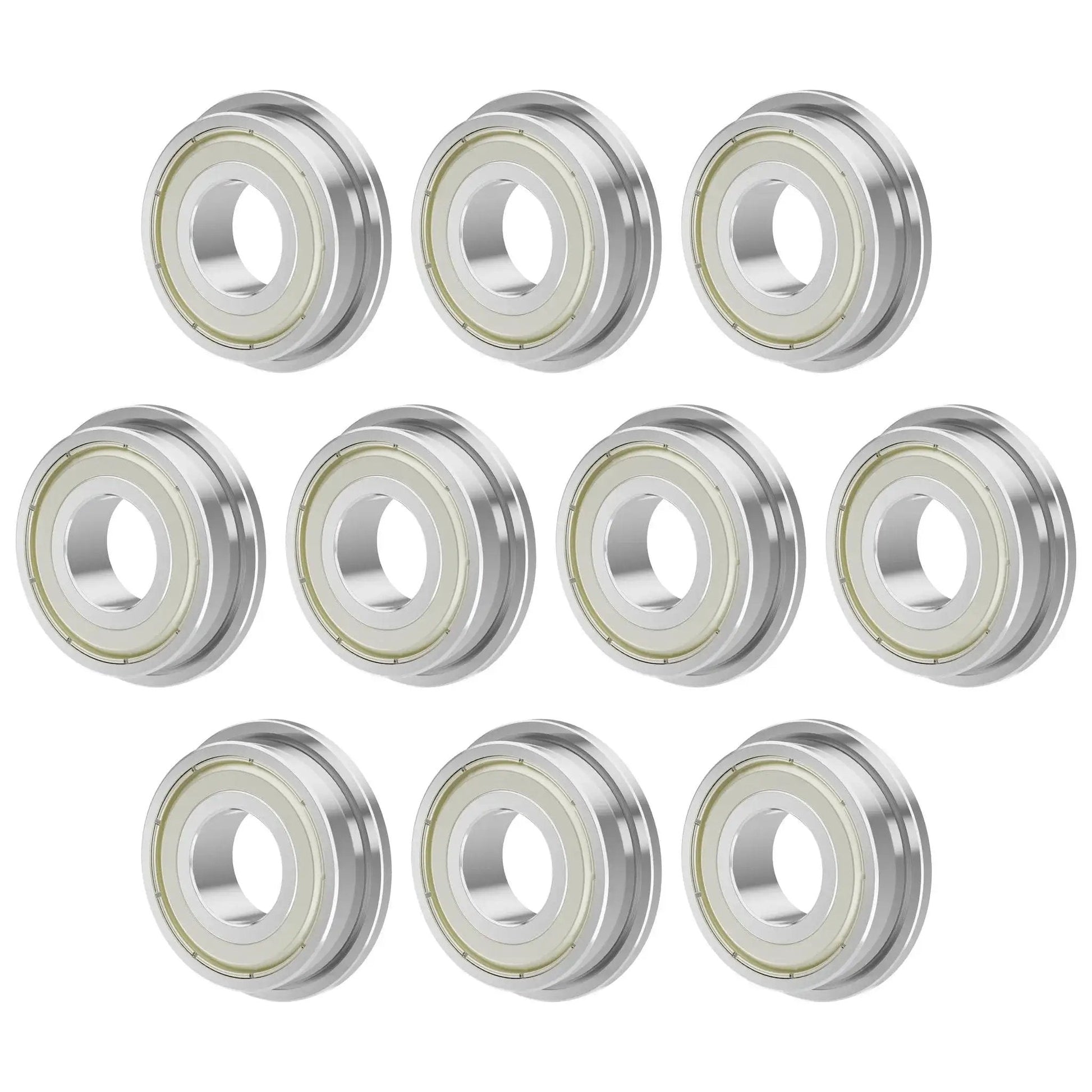 Flanged Ball Bearing Set 10 Pack 8x16x5mm F688ZZ Heavy Duty Chrome Steel with metal shields, ideal for CNC machines and tools
