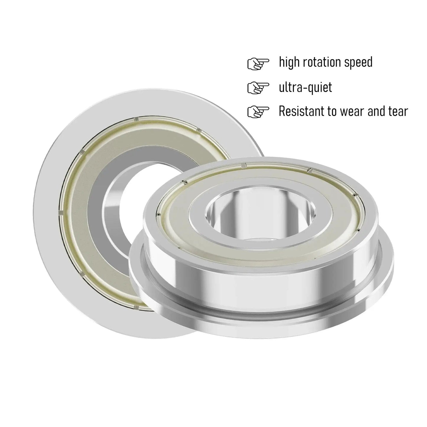 Flanged Ball Bearing Set 10 Pack 8x16x5mm F688ZZ, heavy-duty chrome steel, double shielded for CNC machines and power tools.