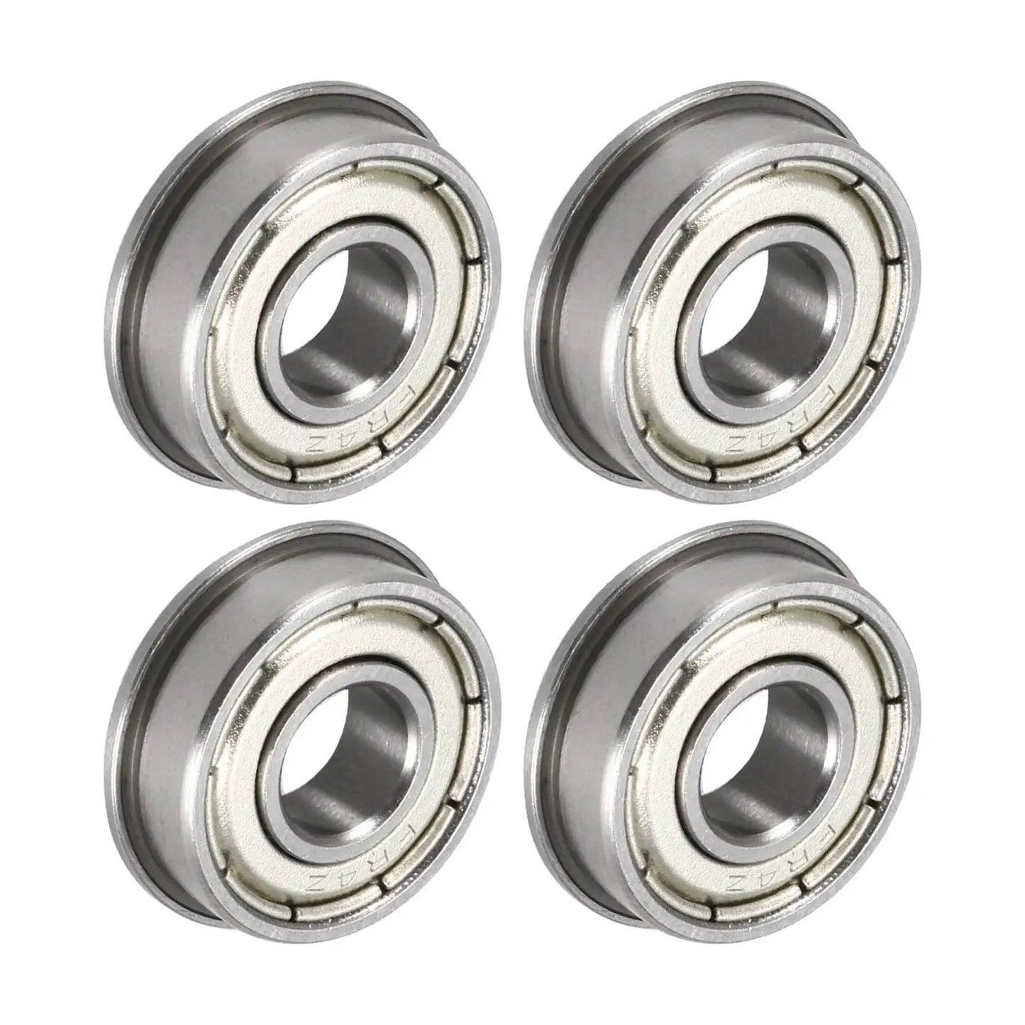 Flanged Ball Bearing 1 Quarter By 5 Eighth By 0.196 Inch Double Shielded Chrome Steel FR4ZZ, 4-pack, front view