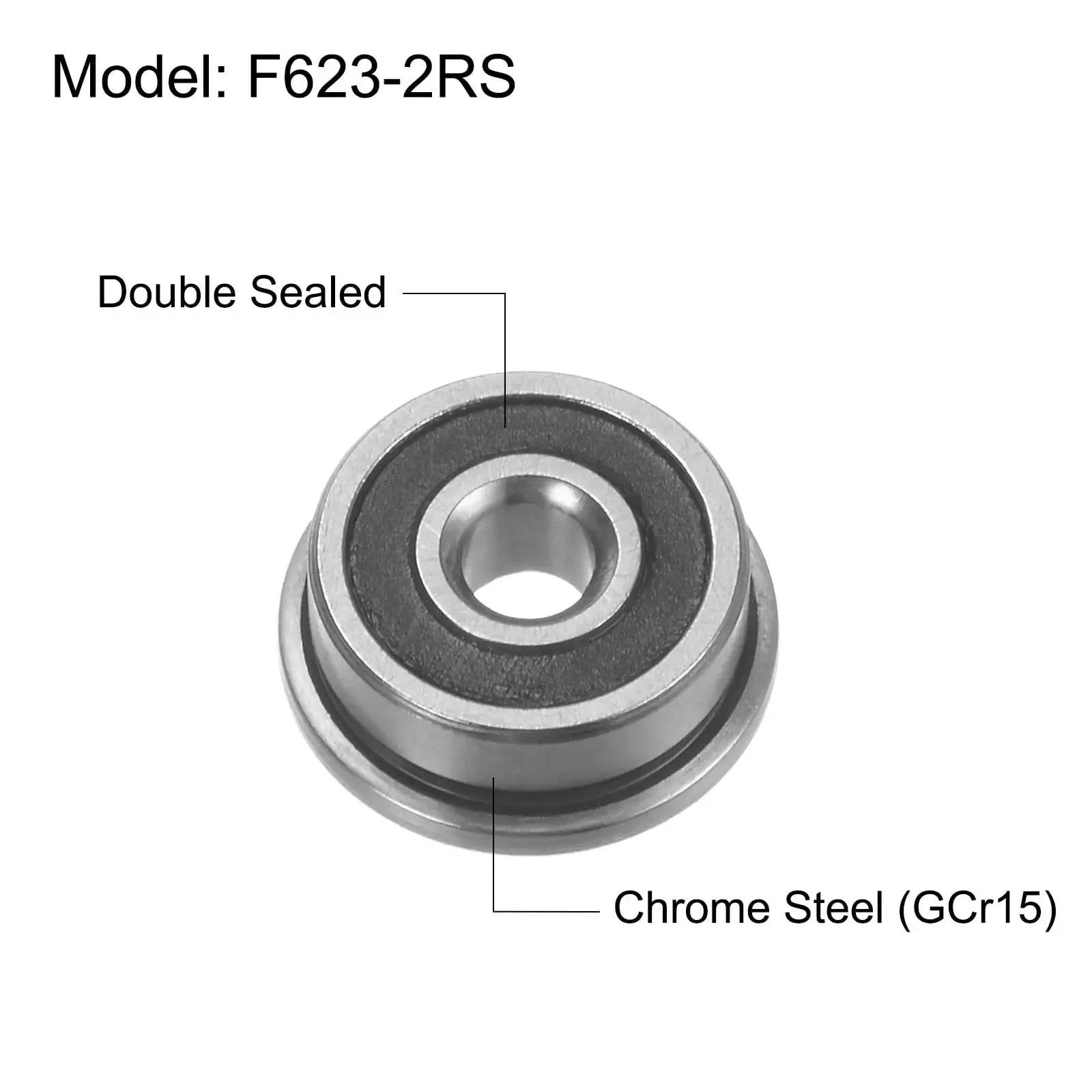 Flanged Ball Bearing 3x10x4mm F623 2RS Double Sealed Chrome Steel