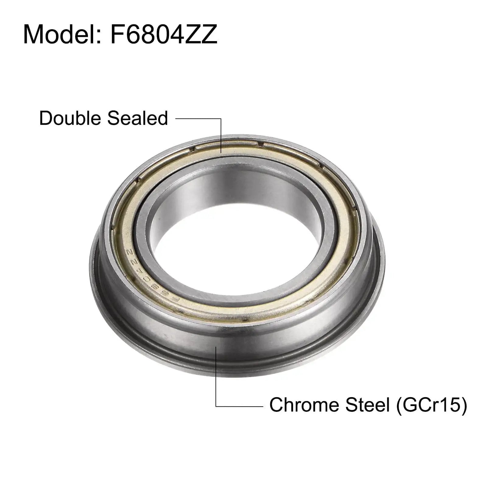 F6804ZZ Flanged Ball Bearing With Double Shielding 20x32x7mm Chrome Steel ABEC1 Bearings close-up, showing material and sealing