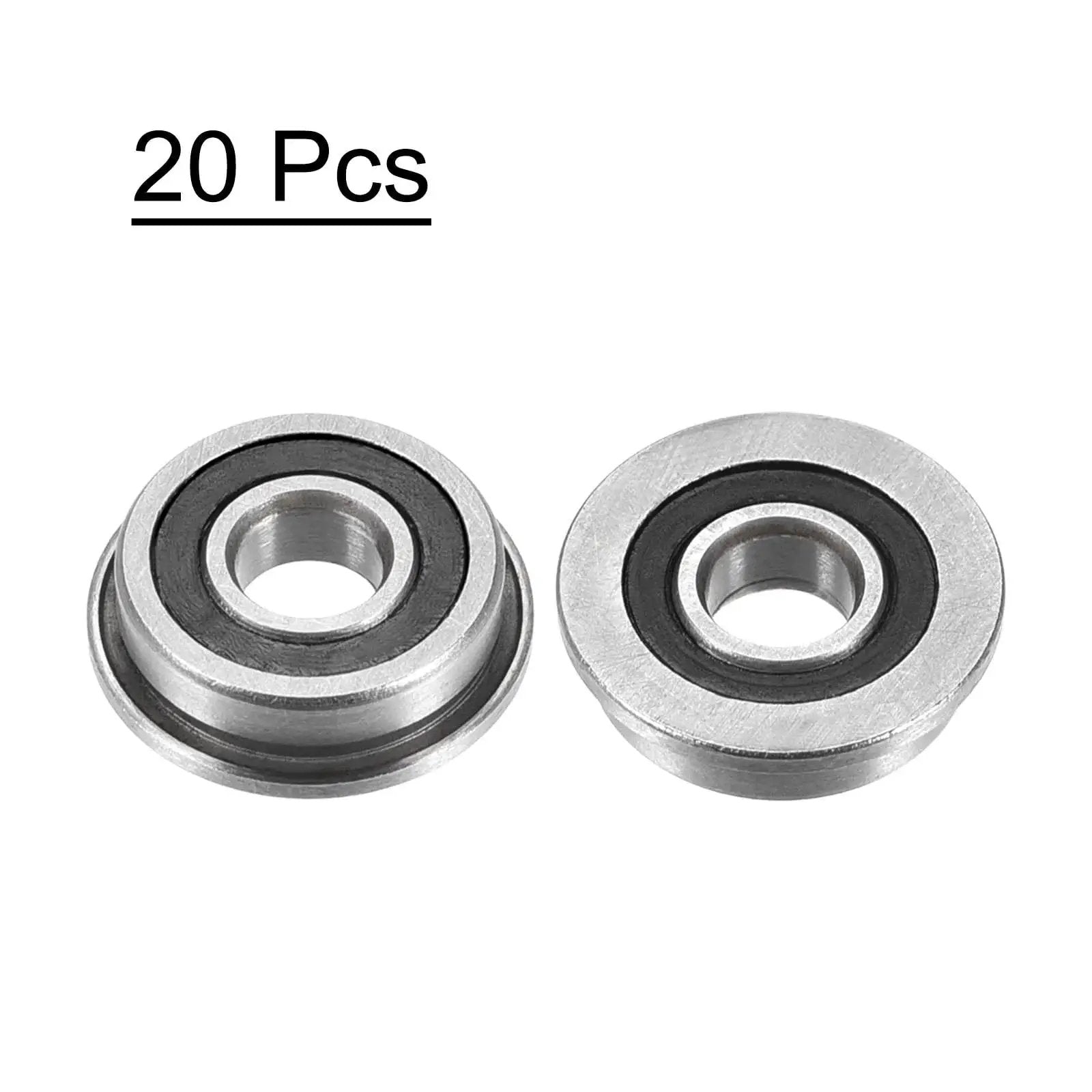 Flanged Ball Bearing F695-2RS 5x13x4mm Double Sealed Chrome Steel ABEC1 Precision Bearings, pack of 20
