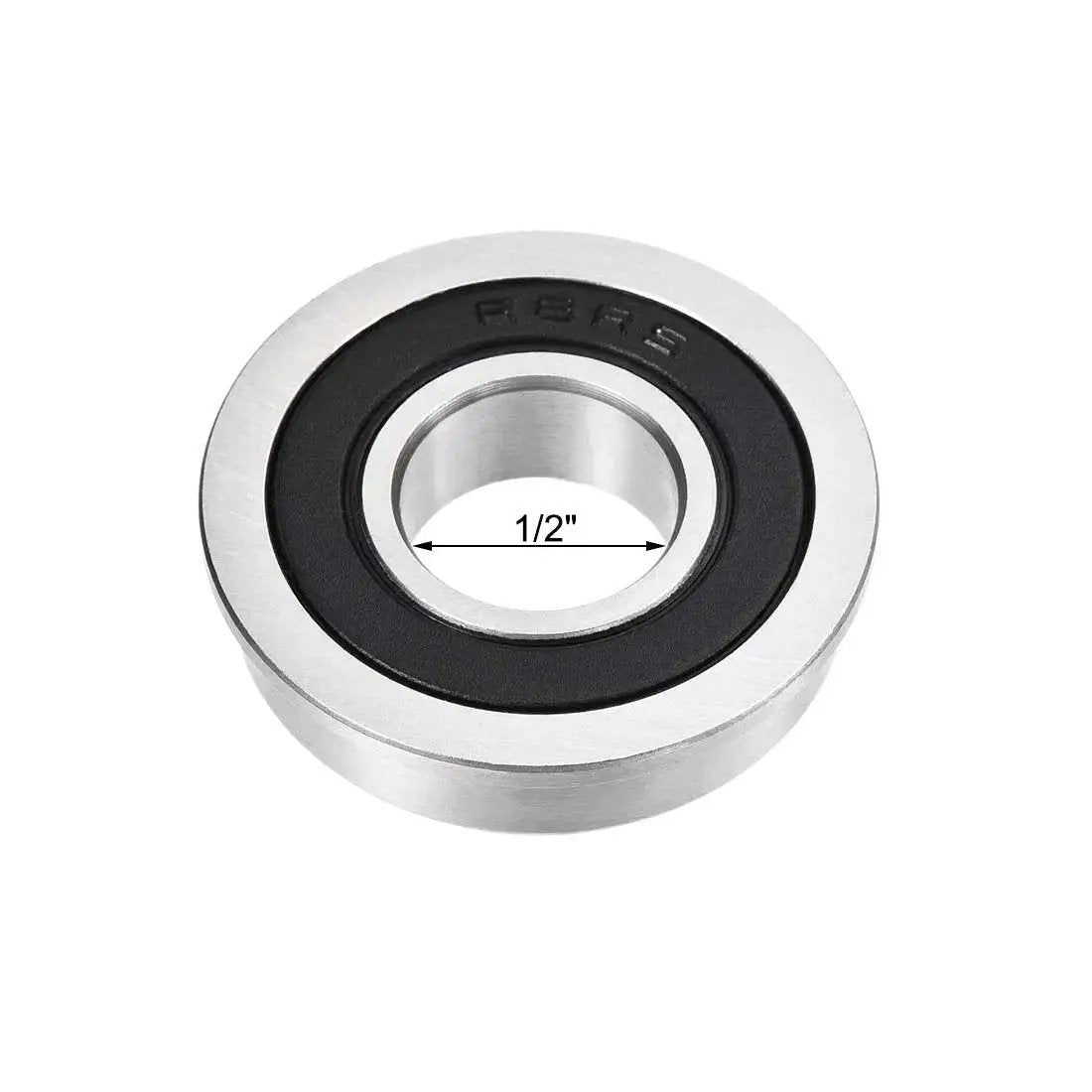 Flanged Ball Bearing FR8-2RS 1/2 x 1-1/8 x 5/16 In Double Sealed Chrome Steel ABEC-3 Bearing, front view with 1/2 inch measurement