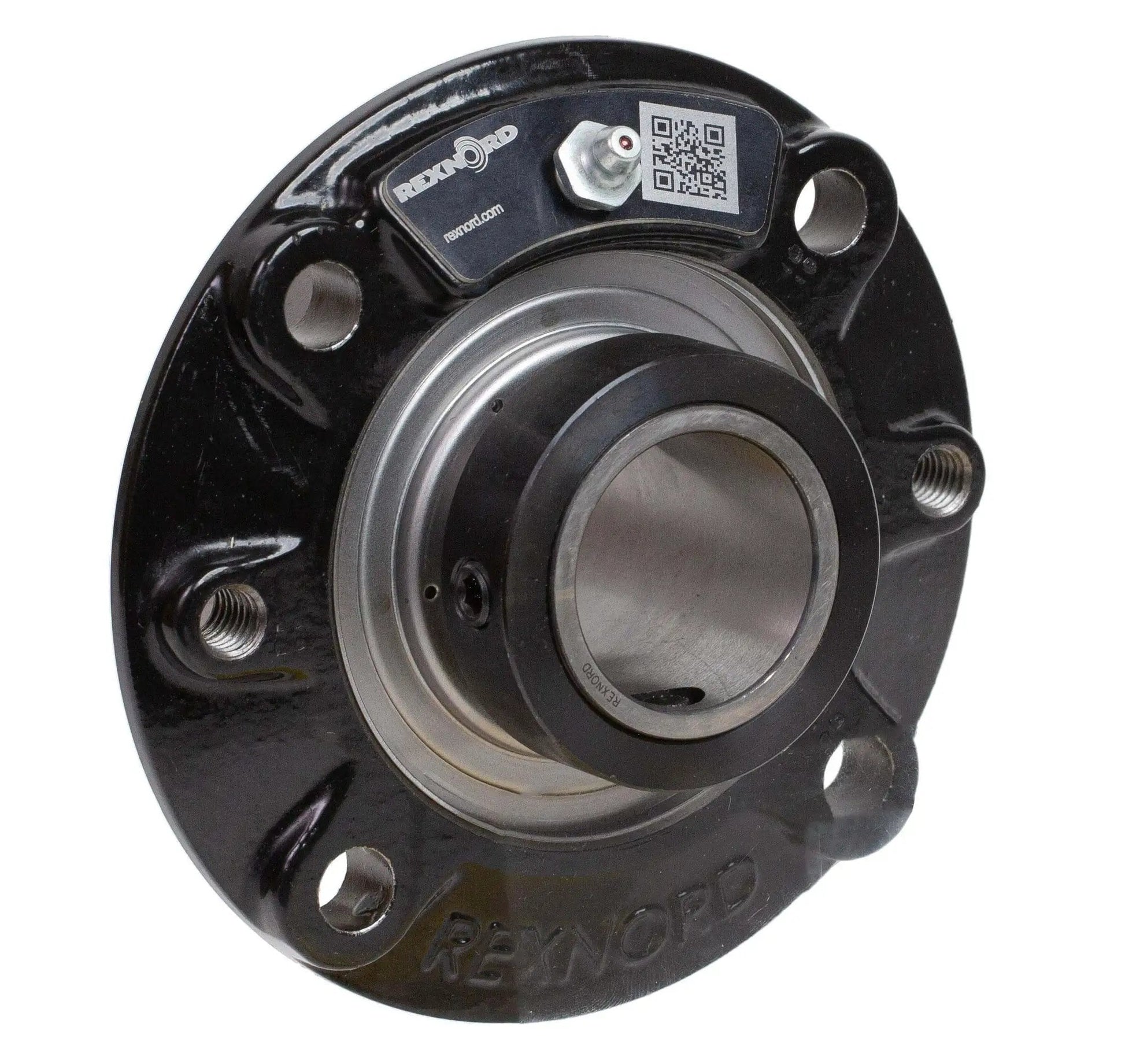 Front view of Heavy-Duty Flanged Cartridge Block Spherical Roller Bearing FC111T 1-11/16 Inch With Interchangeable Cast Iron Housing And Sealed Design Rexnord PT Select Series