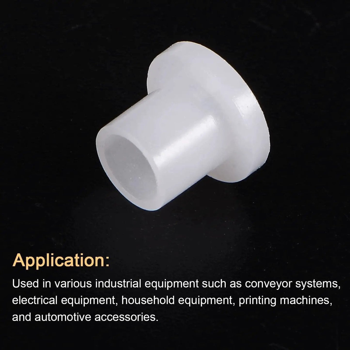 Flanged Nylon Sleeve Bearings 5mm Bore 6.6mm OD 8.1mm Length White Self Lubricating Bushings Close-up View