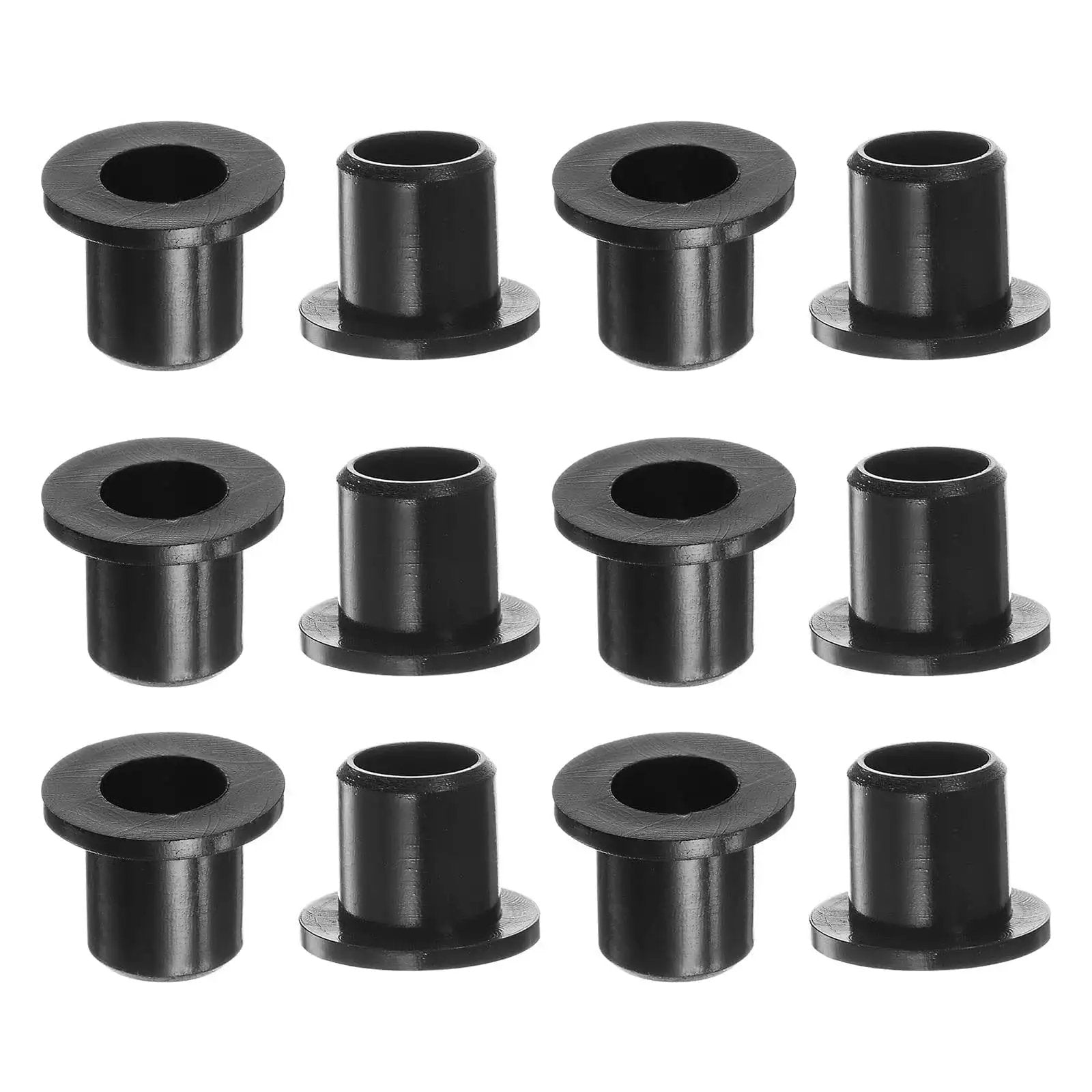 12 Pack Flanged Nylon Sleeve Bearings For Shafts With 8mm Bore 10.6mm Outer Diameter And 12mm Length Self Lubricating Black Bushings
