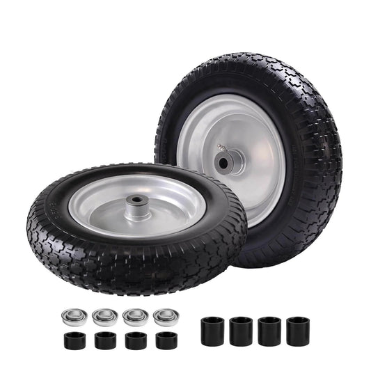14.5" wheelbarrow tire, 3.50-8" flat-free solid tire and wheel with 3" -7" centered hub and 5/8" & 3/4"bearings