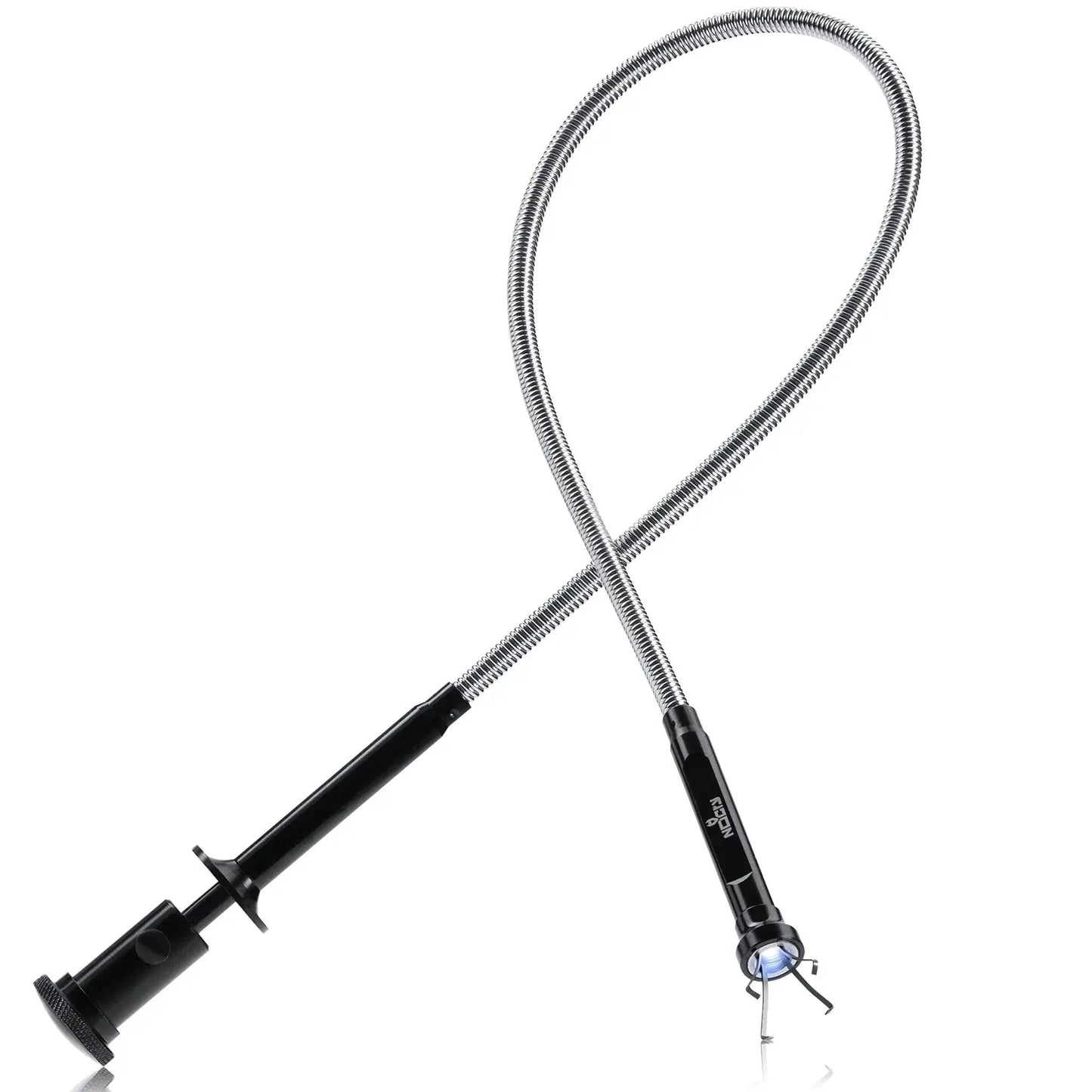 Flexible magnetic claw pickup tool with a bright LED light extends reach, features a 4-Finger retractable claw, and 5lb pull strength