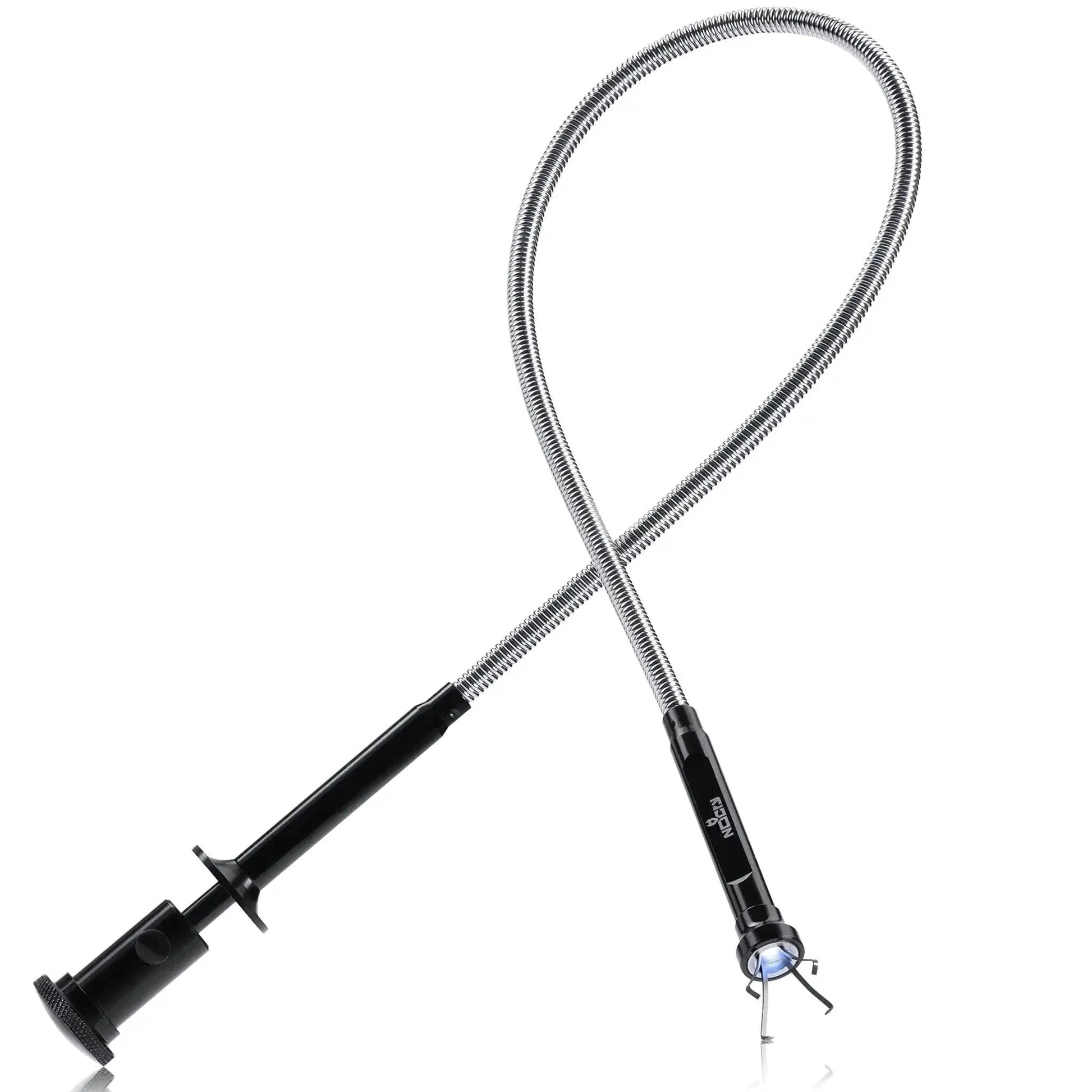 Flexible magnetic claw pickup tool with a bright LED light extends reach, features a 4-Finger retractable claw, and 5lb pull strength