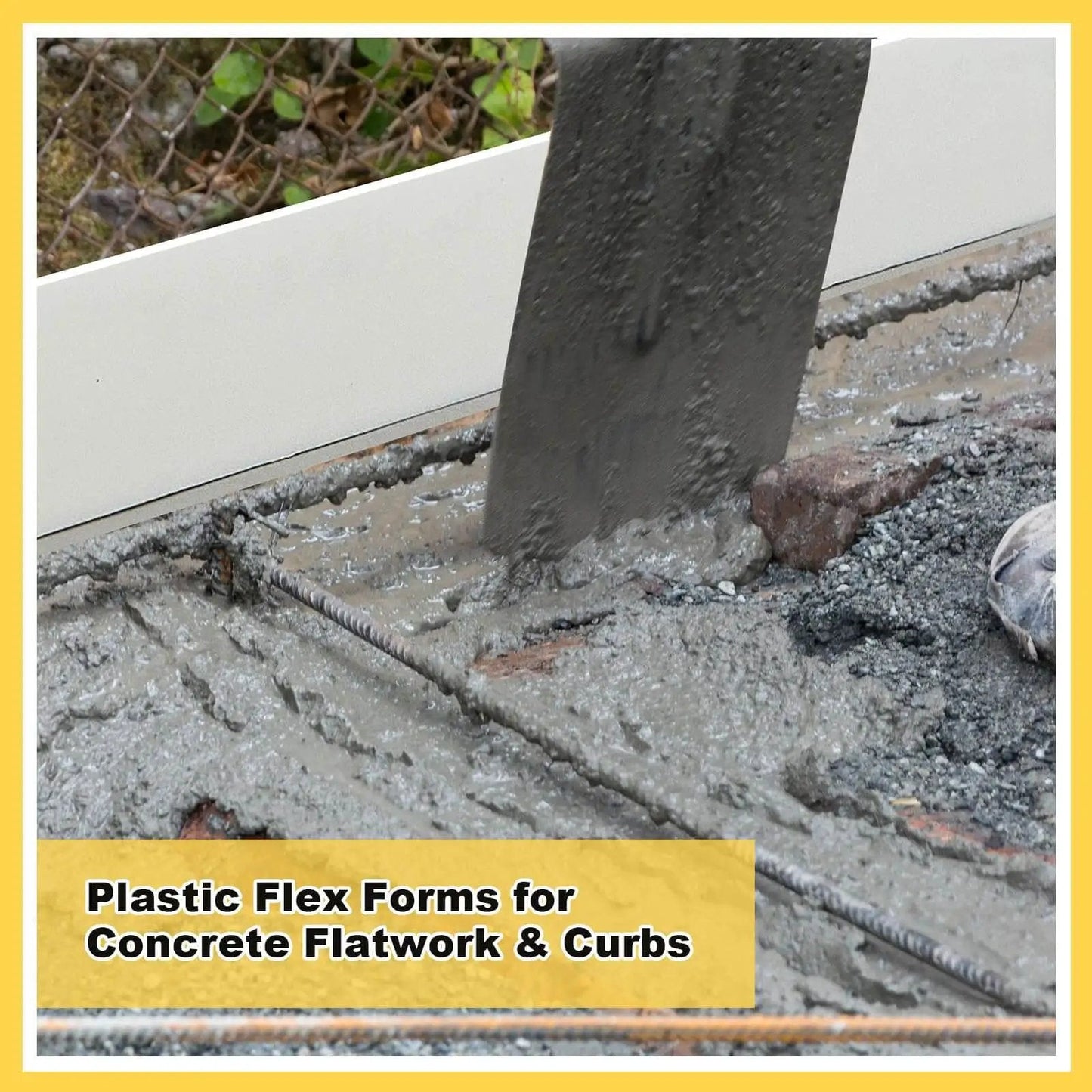 Concrete pouring with five piece flexible plastic concrete form set for walkways 4x76 inches flatwork curb edging for garden projects