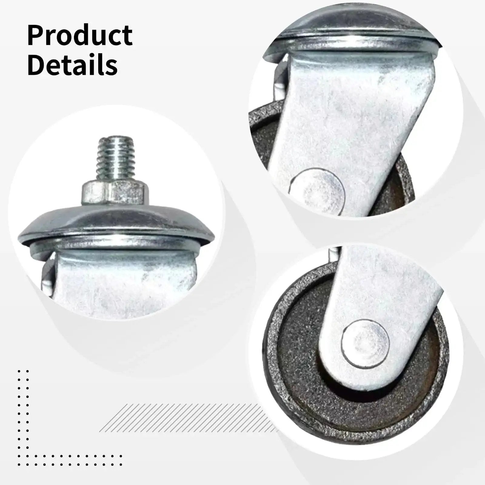 Close-up of 2 Pcs 3 Ton Floor Jack Replacement Caster Wheels Set With Double Pump Swivel Casters, 12mm Threaded Axles, 60mm wheels