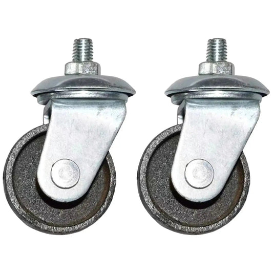 2 Pcs 3 Ton Floor Jack Replacement Caster Wheels Set With Double Pump Swivel Casters, 12mm Threaded Axles, front view