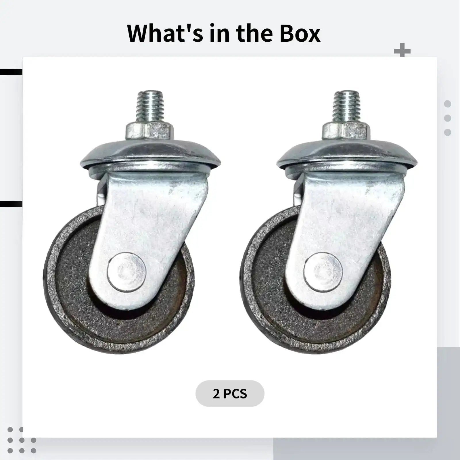 2 Pcs 3 Ton Floor Jack Replacement Caster Wheels Set With Double Pump Swivel Casters, metal construction, top view
