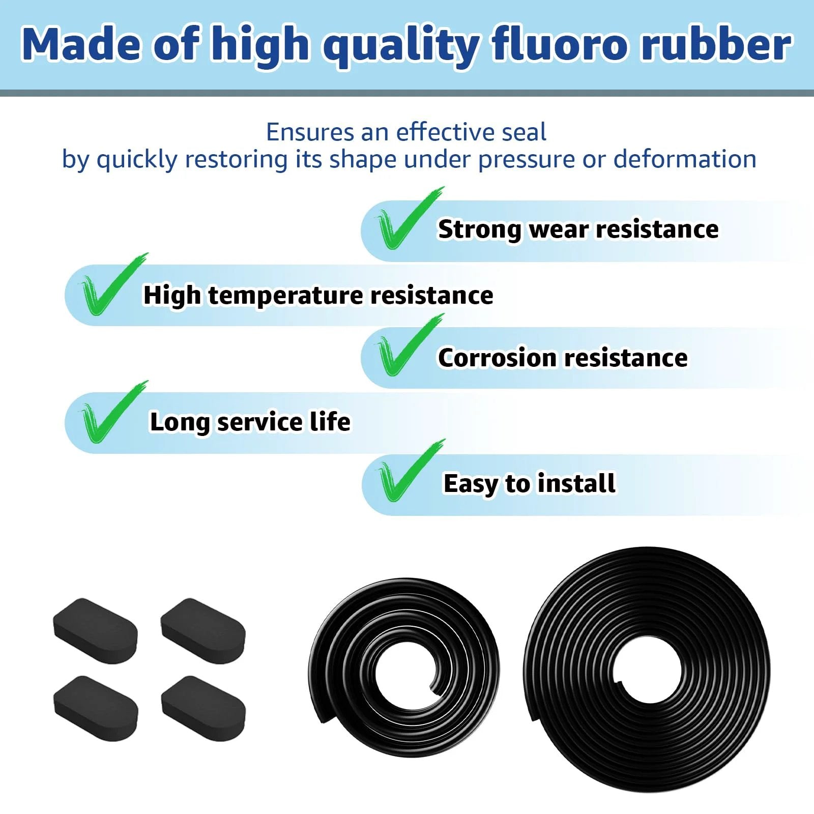 Basement Door Weather Stripping Kit Replacement For Bilco Doors includes U Shaped Gasket and seal pads made of fluoro rubber.